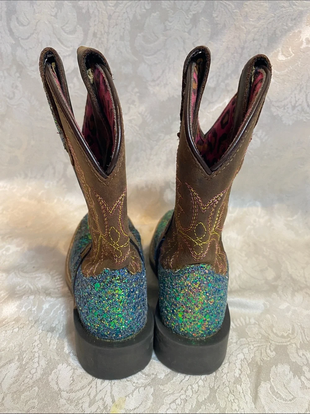 Smoky Ariel 3077C Glitter Multicolor Brown Cowboy Boots